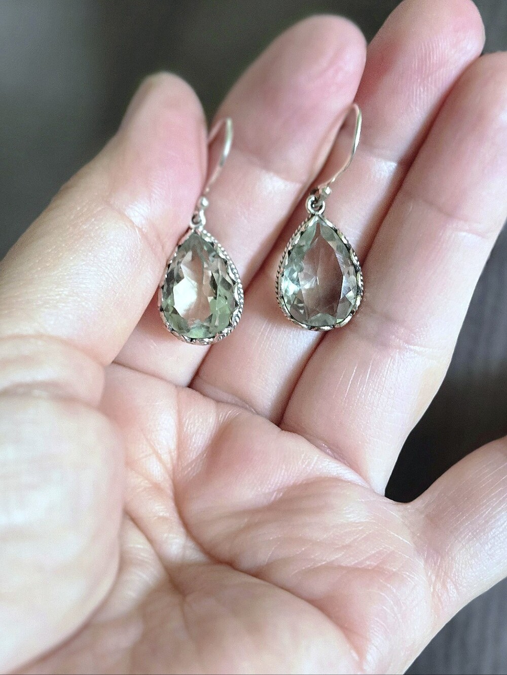 Shivam Green💚 Amethyst Teardrop💧Earrings - Picture 10 of 16